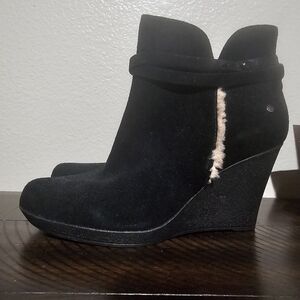 UGG Black Suede Wedge Boots NWT